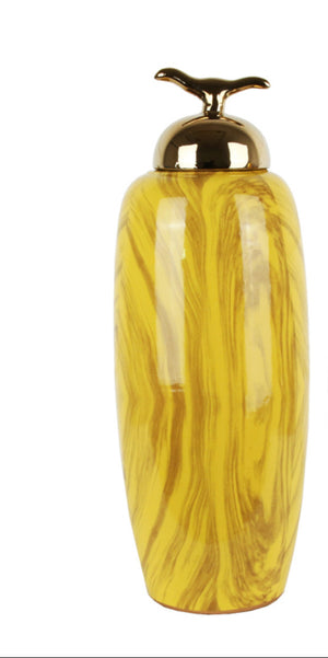 Open image in slideshow, Jar - Yellow ceramic
