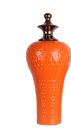 Open image in slideshow, Jar - Orange ceramic
